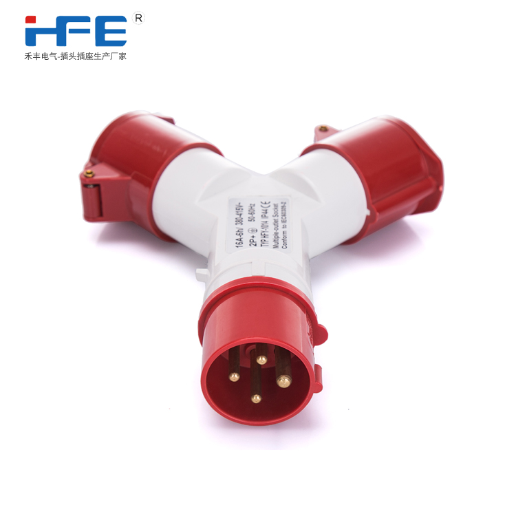 HF1014Y 4芯16A一进二出多功能插座 HF1024Y 4P32A多出头Y型插座
